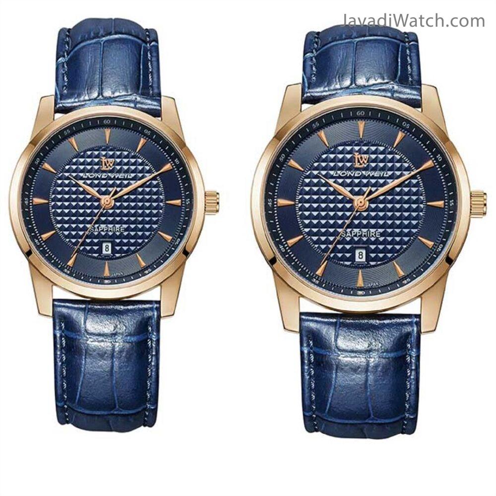 ساعت لوندویل ست بند چرمی رزگلد سرمهای مدل 630018