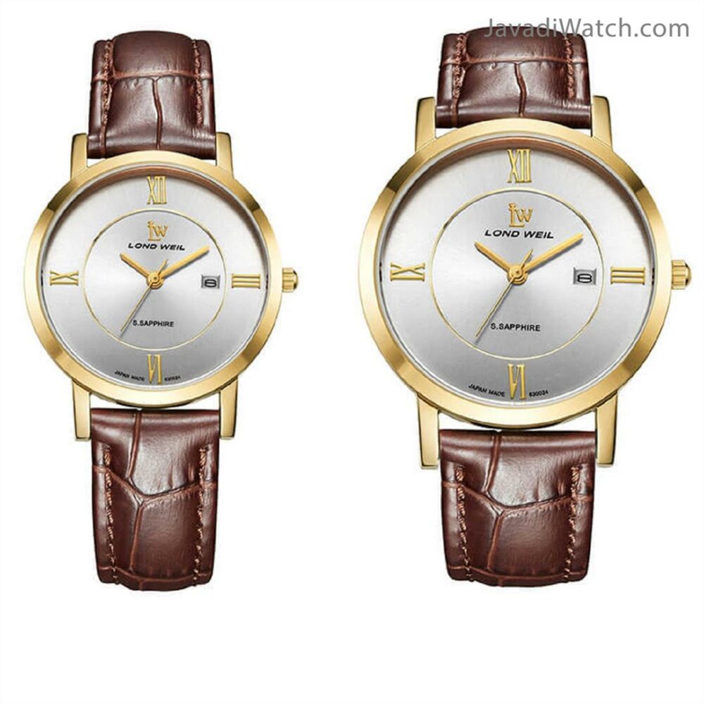 ساعت لوندویل ست بند چرمی گلد سیلور مدل 630024