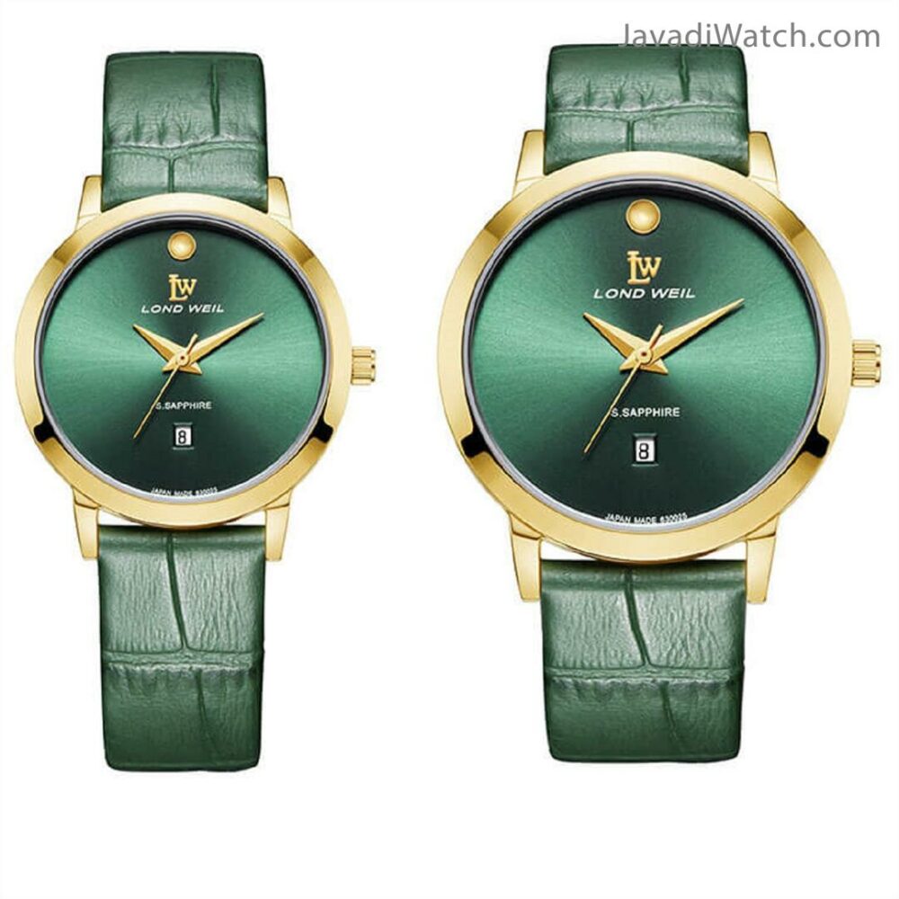 ساعت لوندویل ست بند چرمی گلد گرین مدل 630026