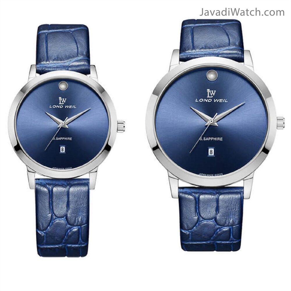 ساعت لوندویل ست بند چرمی استیل سرمهای مدل 630026